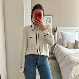 BLACK AND WHITE BLOUSE // BABATON // SIZE SMALL